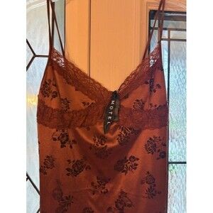Motel Bronze Lace Slip Dress Size Medium  New W/Tag Y2K Fairy Romantic Goth Vamp